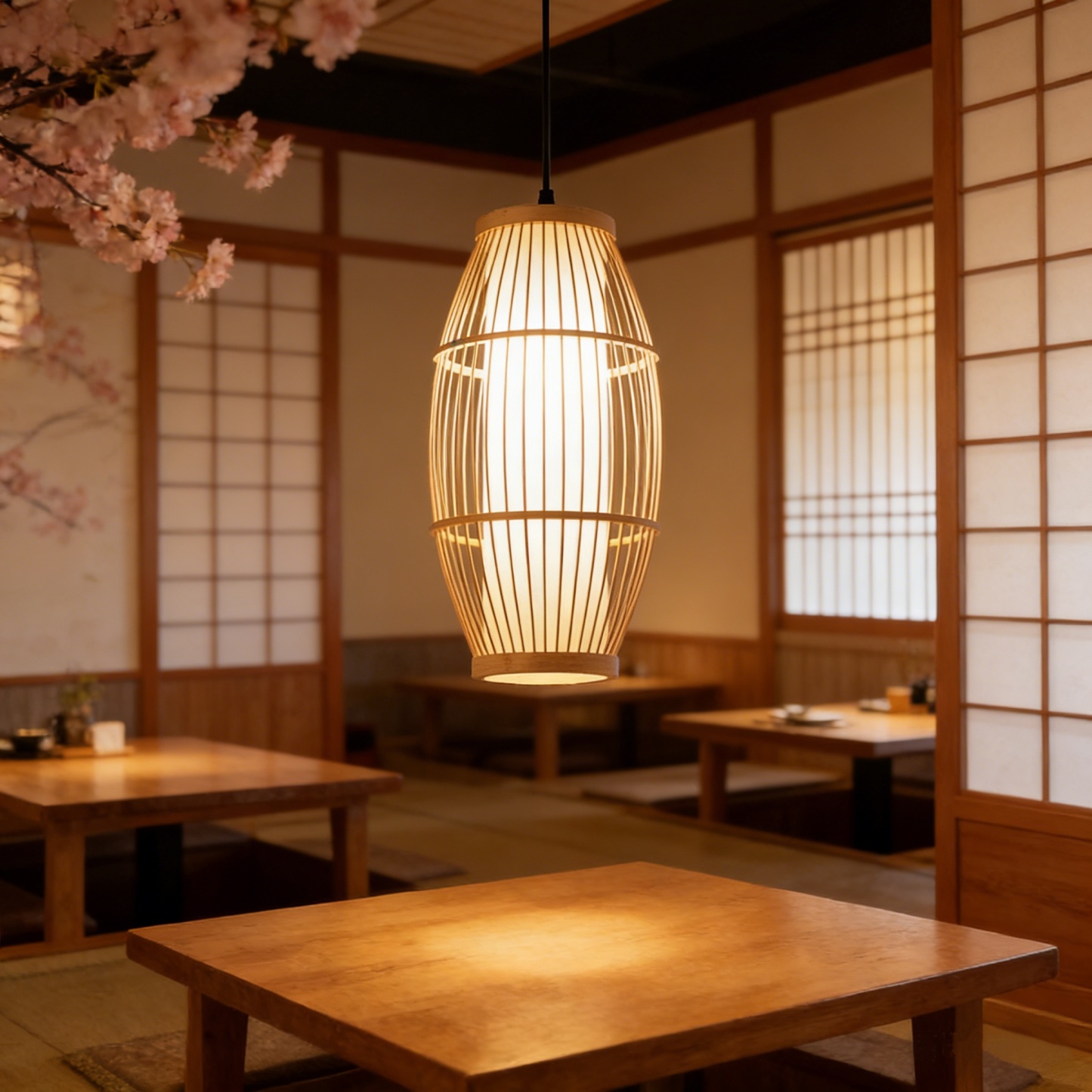 竹編み 和風 和室 アジアン ペンダントライト レトロ 天井照明 LED対応 3タイプ 天然素材