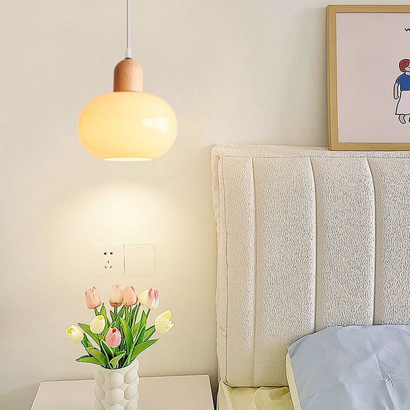 ペンダントライト 北欧 ガラス ダイニング 木 おしゃれ 1灯 口金E26 LED対応 モダン シンプル デザイン 照明 天井照明 ライト 玄関 リビング 寝室 洗面所 居間 キッチン 明るい 引掛けシーリング対応 北欧 ガラス