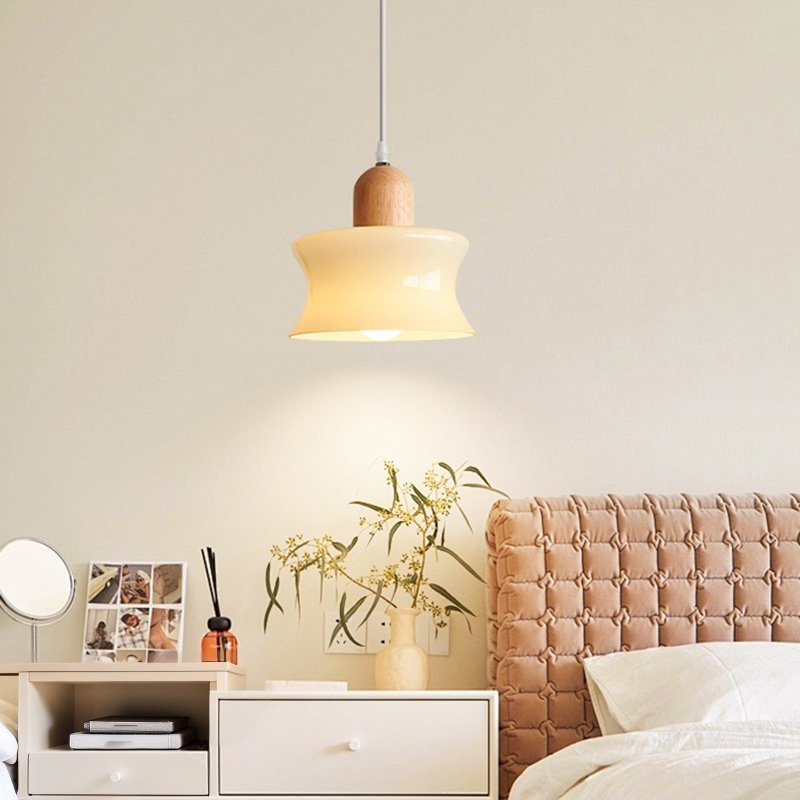 ペンダントライト 北欧 ガラス ダイニング 木 おしゃれ 1灯 口金E26 LED対応 モダン シンプル デザイン 照明 天井照明 ライト 玄関 リビング 寝室 洗面所 居間 キッチン 明るい 引掛けシーリング対応 北欧 ガラス