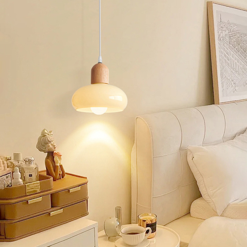 ペンダントライト 北欧 ガラス ダイニング 木 おしゃれ 1灯 口金E26 LED対応 モダン シンプル デザイン 照明 天井照明 ライト 玄関 リビング 寝室 洗面所 居間 キッチン 明るい 引掛けシーリング対応 北欧 ガラス
