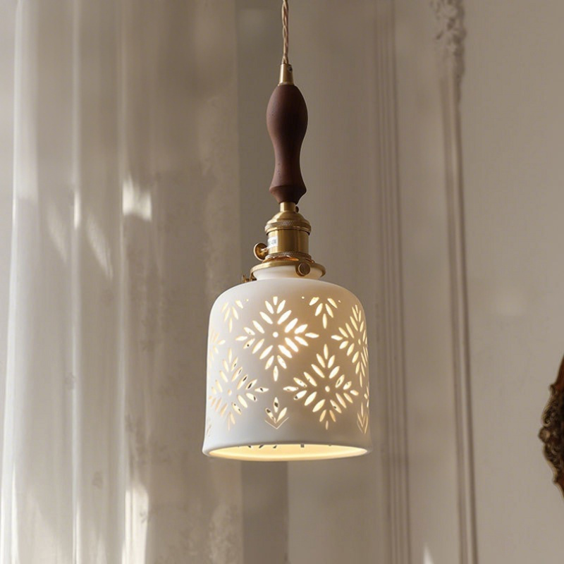 ペンダントライト 北欧 ダイニング おしゃれ 口金E26 陶器 磁器 筒型 花紋 食卓用 天井照明 レトロ ナチュラル シンプル キッチン 玄関 シーリングライト カフェ 照明 おしゃれ セラミック リビング 居間 インテリア 寝室 カントリー 小型 引越し