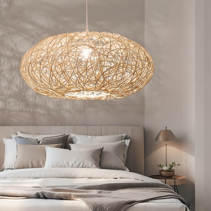 ペンダントライト ラタン 籐 和風 和室 籐編み ダイニング おしゃれ 1灯 口金E26 LED対応 モダン シンプル デザイン 照明 天井照明 シェードランプ ライト 玄関 リビング 寝室 洗面所 居間用 キッチン  引掛けシーリング 送料無料