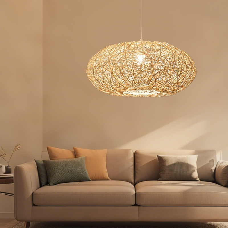 ペンダントライト ラタン 籐 和風 和室 籐編み ダイニング おしゃれ 1灯 口金E26 LED対応 モダン シンプル デザイン 照明 天井照明 シェードランプ ライト 玄関 リビング 寝室 洗面所 居間用 キッチン  引掛けシーリング 送料無料