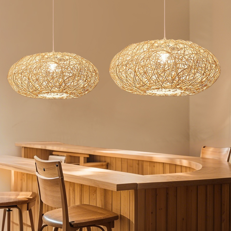 ペンダントライト ラタン 籐 和風 和室 籐編み ダイニング おしゃれ 1灯 口金E26 LED対応 モダン シンプル デザイン 照明 天井照明 シェードランプ ライト 玄関 リビング 寝室 洗面所 居間用 キッチン  引掛けシーリング 送料無料