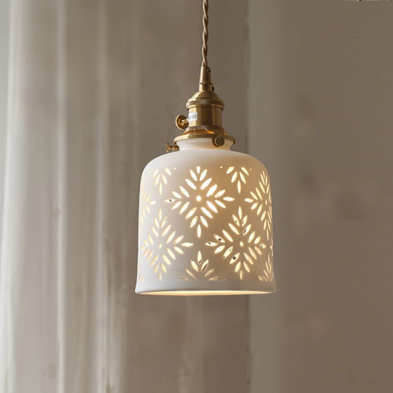 ペンダントライト 北欧 ダイニング おしゃれ 口金E26 陶器 磁器 筒型 花紋 食卓用 天井照明 レトロ ナチュラル シンプル キッチン 玄関 シーリングライト カフェ 照明 おしゃれ セラミック リビング 居間 インテリア 寝室 カントリー 小型 引越し