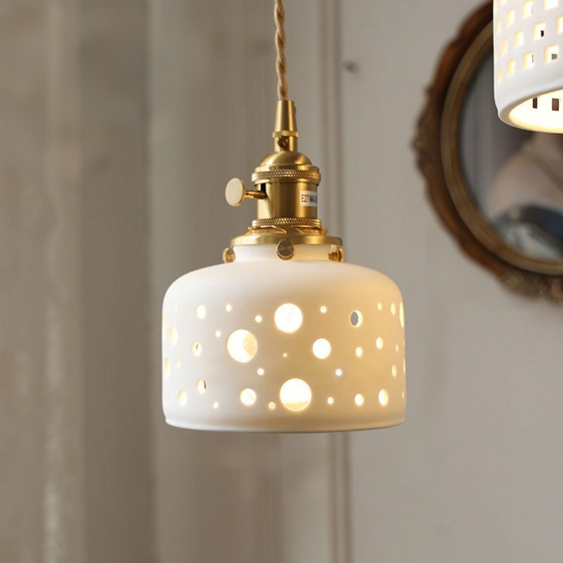 ペンダントライト 北欧 ダイニング おしゃれ 口金E26 陶器 磁器 筒型 花紋 食卓用 天井照明 レトロ ナチュラル シンプル キッチン 玄関 シーリングライト カフェ 照明 おしゃれ セラミック リビング 居間 インテリア 寝室 カントリー 小型 引越し