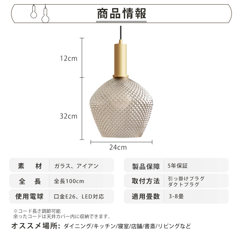 ペンダントライト 北欧 ガラス ダイニング おしゃれ 1灯 口金E26 LED対応 アイアン 金属 モダン シンプル デザイン 照明 天井照明 ライト 玄関 リビング 寝室 洗面所 居間 キッチン ダクトレール 引掛けシーリング 北欧