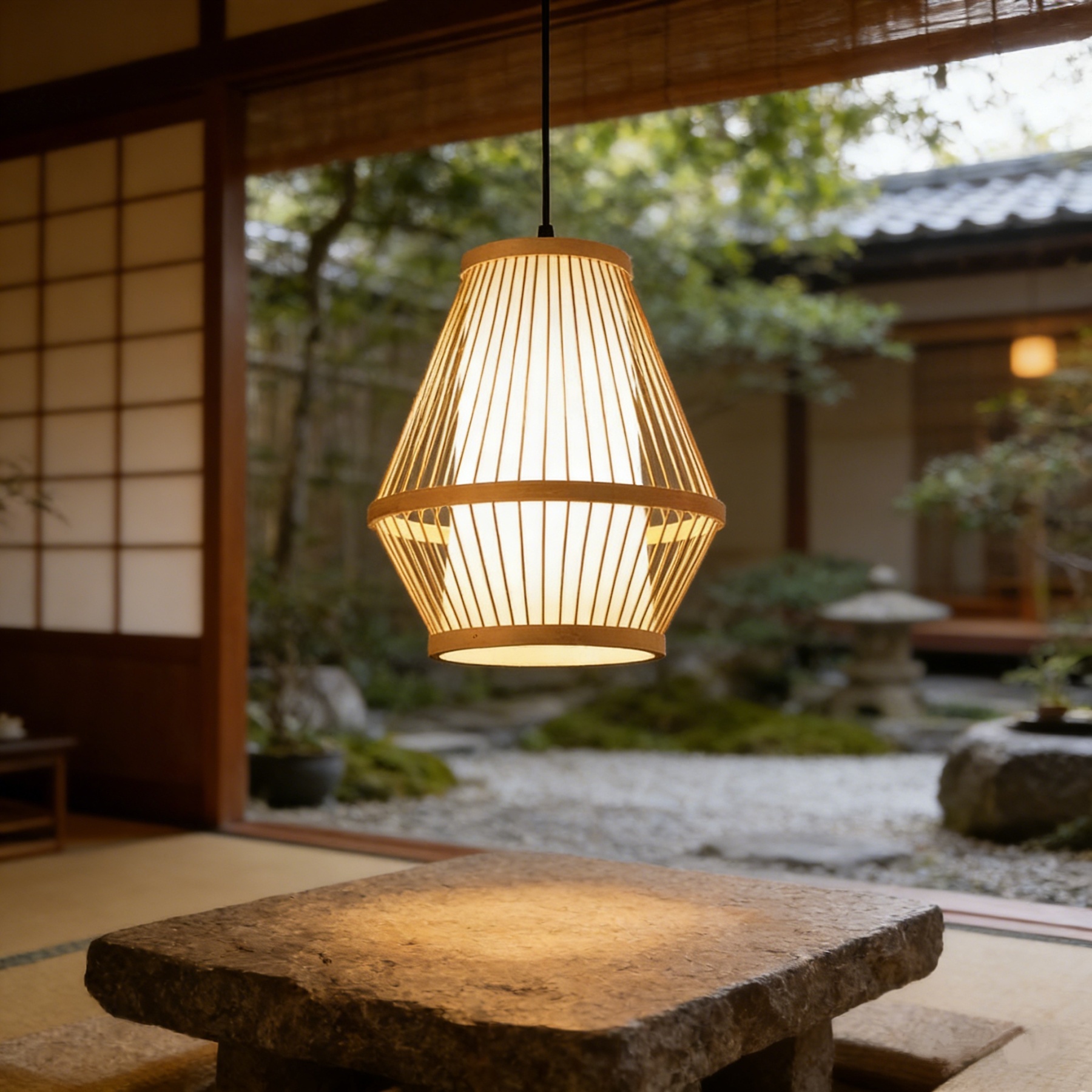 竹編み 和風 和室 アジアン ペンダントライト レトロ 天井照明 LED対応 3タイプ 天然素材