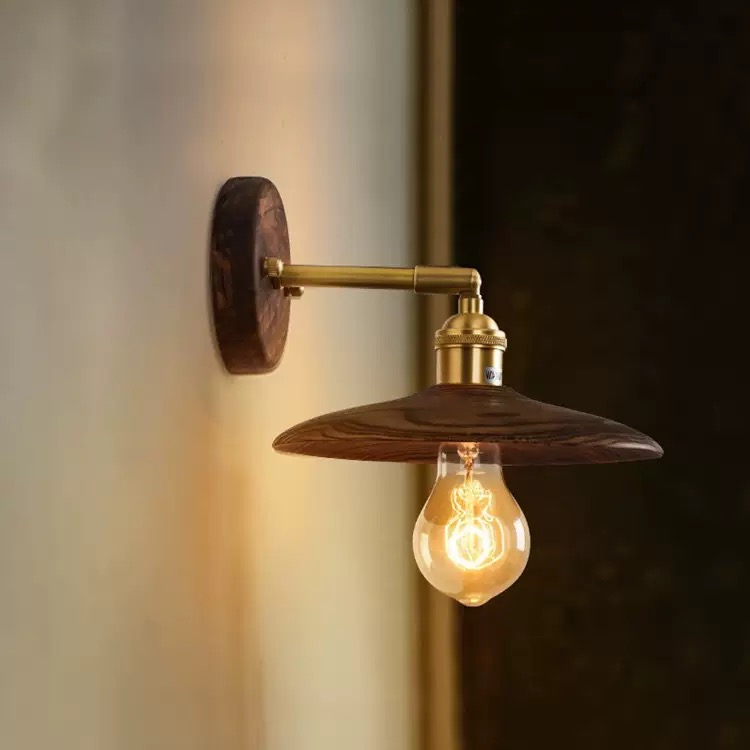 ウォールライト ブラケットライト 1灯 レトロ 木製 照明 口金E26/27 装飾照明 デザイン LED シンプル クラシック おしゃれ モダン 北欧 書斎 階段 玄関 洗面所 寝室 リビング 木 壁掛け ダイニング ナチュラル  胡桃色 和室 洋室