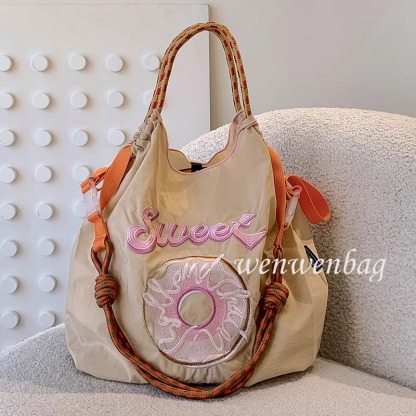 「現貨」高圓圓同款 日系Ball Chain刺繡購物袋 輕奢大容量單肩包