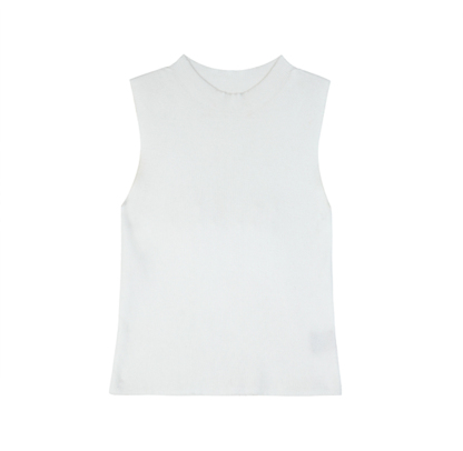 【預售】夏季純色系顯瘦套裝｜白色針織背心｜白色闊腿牛仔褲