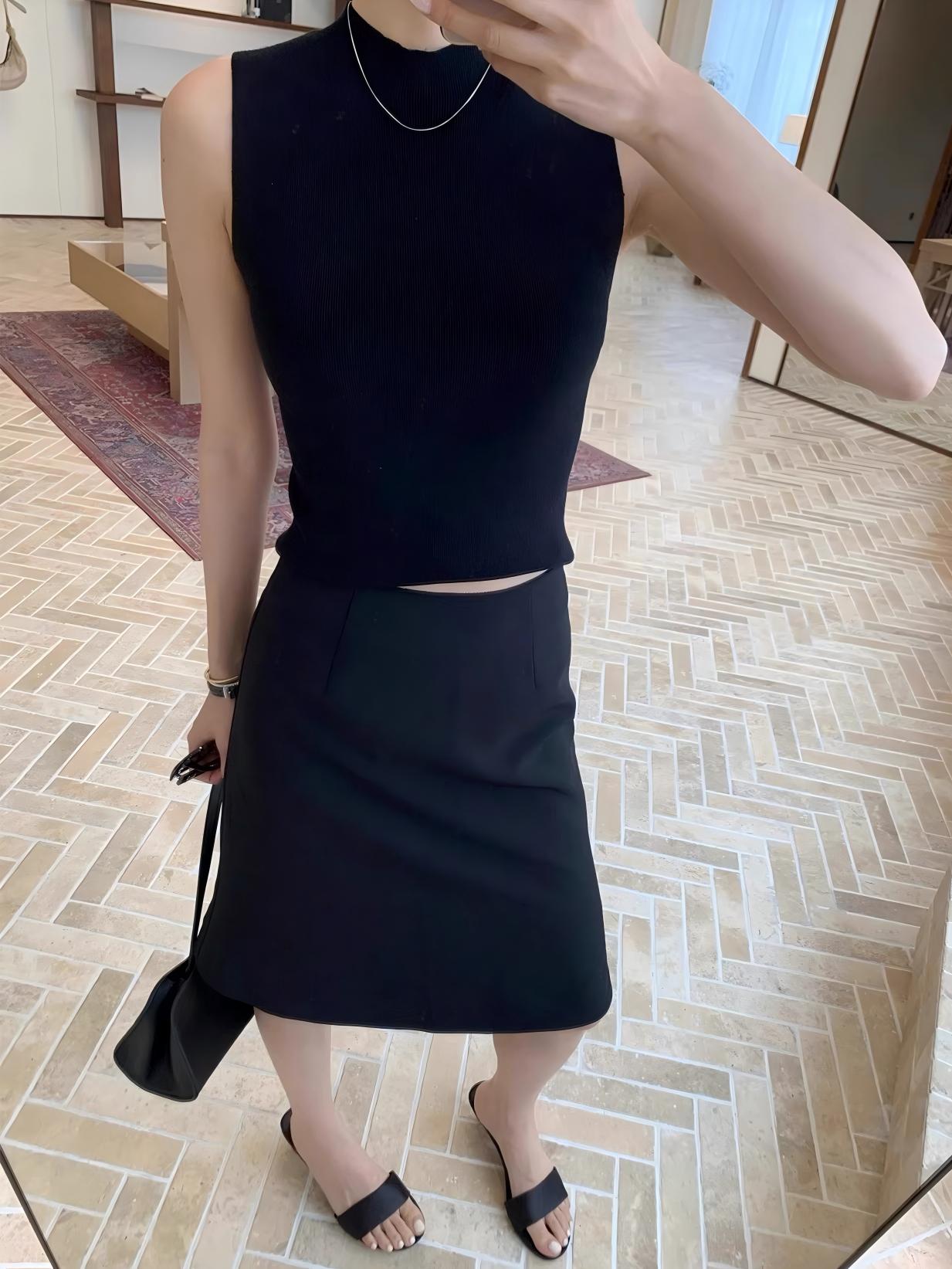 【預售】夏季純色系顯瘦套裝｜白色針織背心｜白色闊腿牛仔褲