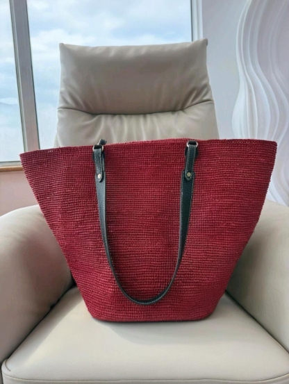 【預售】紅寶石托特包｜純手工拉菲草編織設計｜水桶包+大容量｜百搭度假慵懶風【限量100個 | 先購先得】