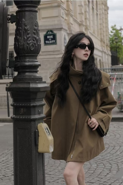 【現貨爆款】斗篷風衣外套 美拉德英倫風 高品質連帽工裝 秋冬新款