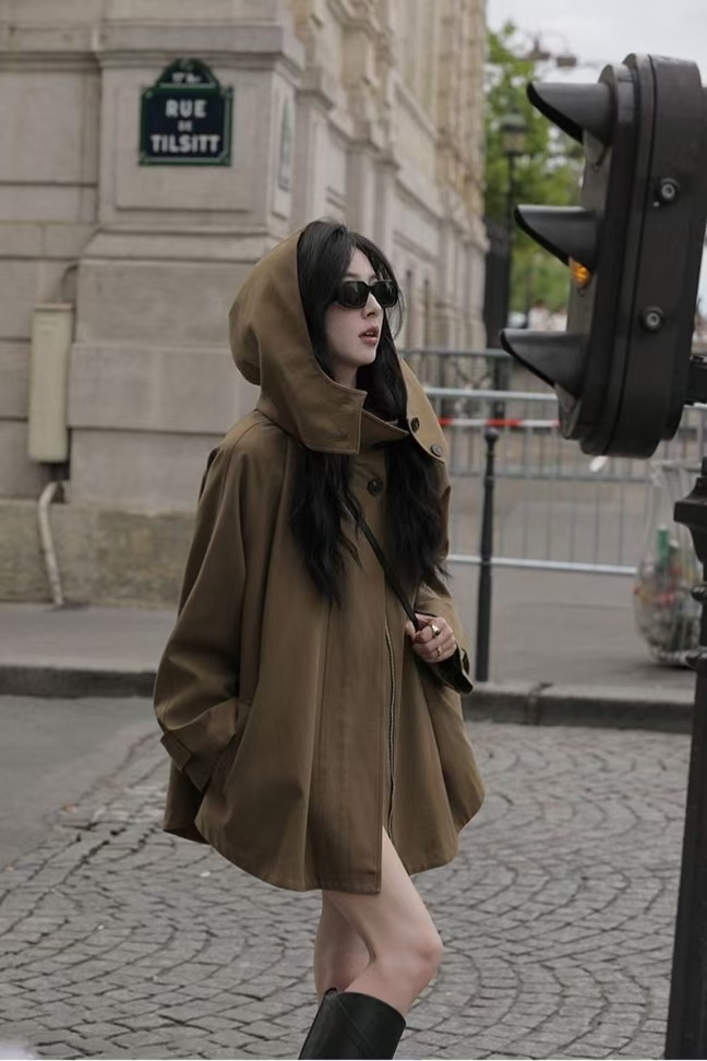 【現貨爆款】斗篷風衣外套 美拉德英倫風 高品質連帽工裝 秋冬新款