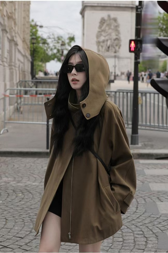 【現貨爆款】斗篷風衣外套 美拉德英倫風 高品質連帽工裝 秋冬新款
