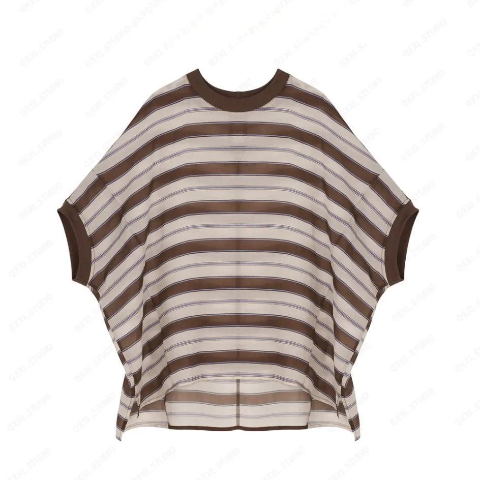 獨家設計款｜撞色條紋短袖上衣+顯瘦A字裙｜寬鬆兩件式｜夏季復古套裝