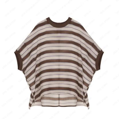 獨家設計款｜撞色條紋短袖上衣+顯瘦A字裙｜寬鬆兩件式｜夏季復古套裝