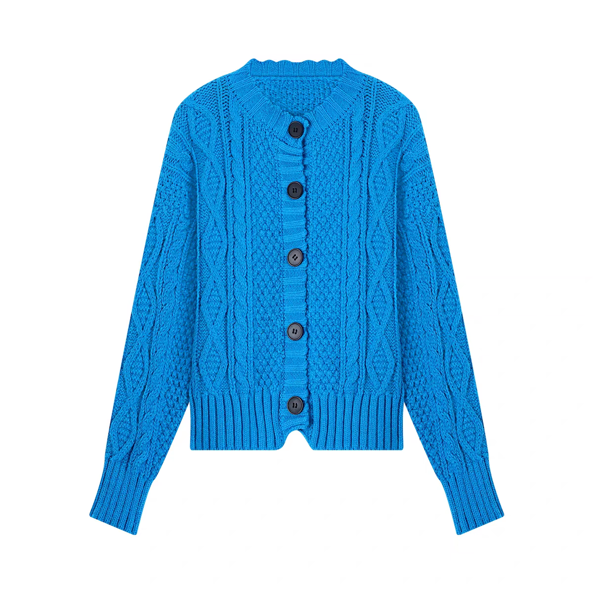 韓系氣質套裝 | 克萊因藍針織開衫外套+吊帶米白洋裝連衣裙