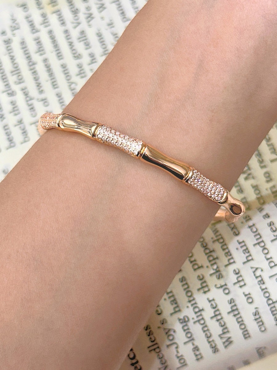 新中式竹節鑲鑽手鐲｜節節高寓意 高級質感百搭氣質手環