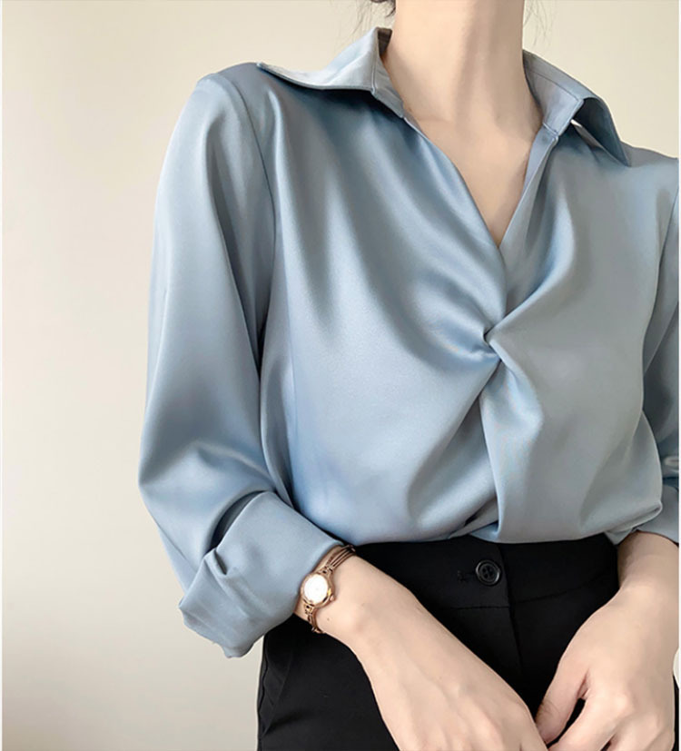 緞面襯衫 OL通勤襯衣 設計感上衣
