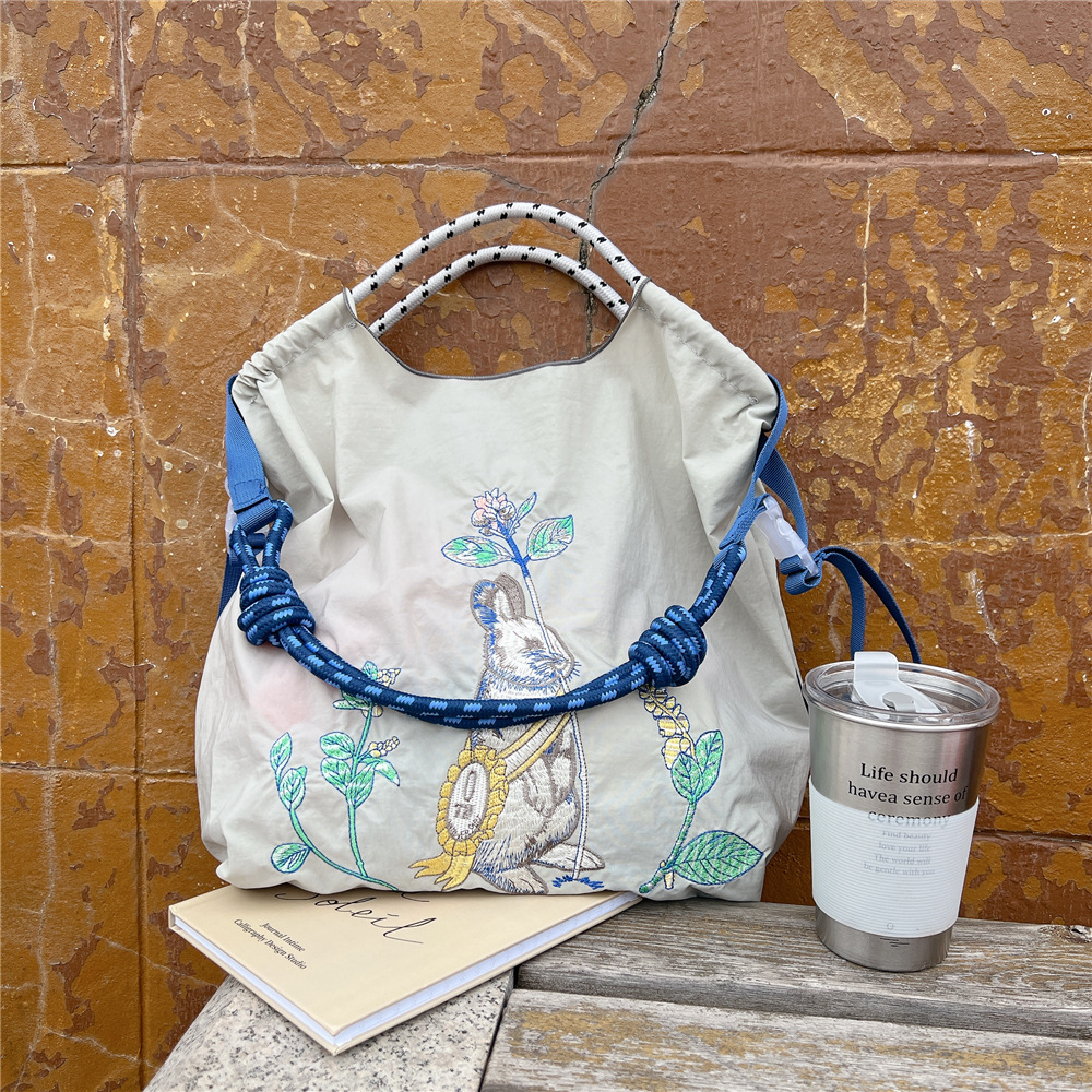 「現貨」高圓圓同款 日系Ball Chain刺繡購物袋 輕奢大容量單肩包