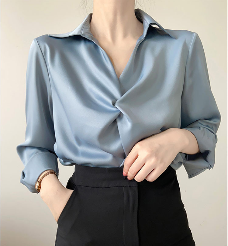 緞面襯衫 OL通勤襯衣 設計感上衣