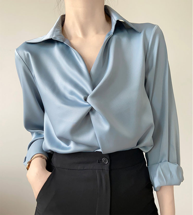 緞面襯衫 OL通勤襯衣 設計感上衣