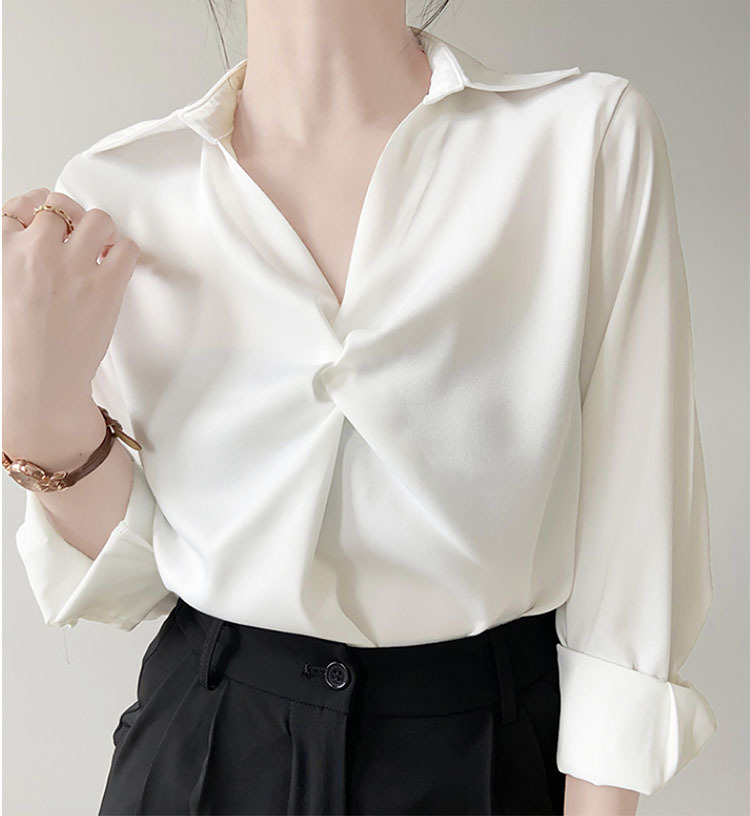 緞面襯衫 OL通勤襯衣 設計感上衣