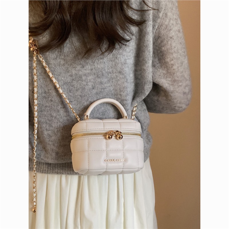 「現貨」小香風 千金盒子包 斜挎手提 鏈條輕奢