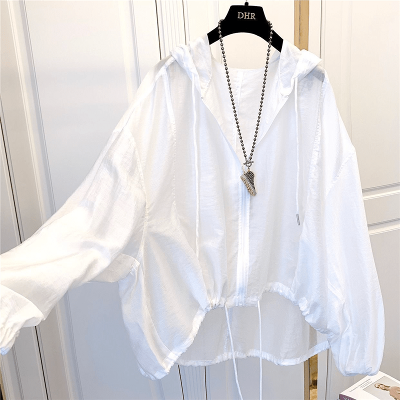 夏季輕薄冰絲防曬衣 女寬鬆顯瘦防曬衫 薄款外套 連帽上衣