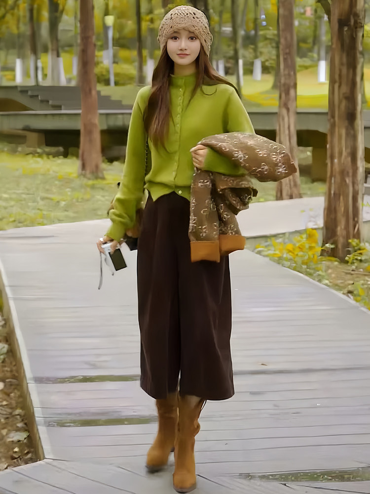 秋冬必收針織毛衣兩件套｜單排扣設計Ｘ高腰七分褲