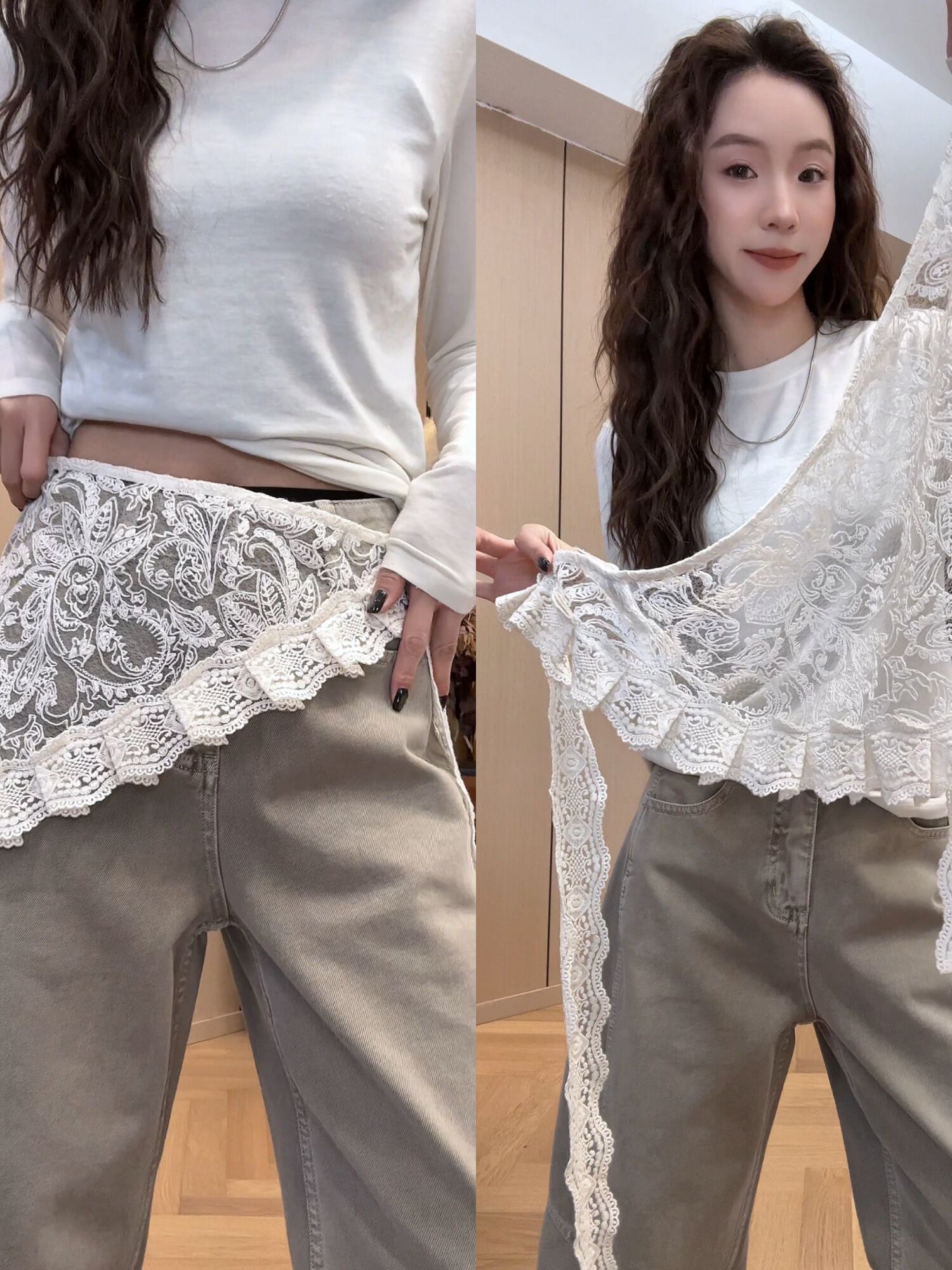 蕾絲三角巾腰飾｜層次感屁帘裙擺｜春夏仙氣顯瘦百搭配件