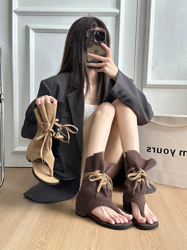 法式夾腳涼靴｜內增高顯瘦套筒靴（2025夏季新品）