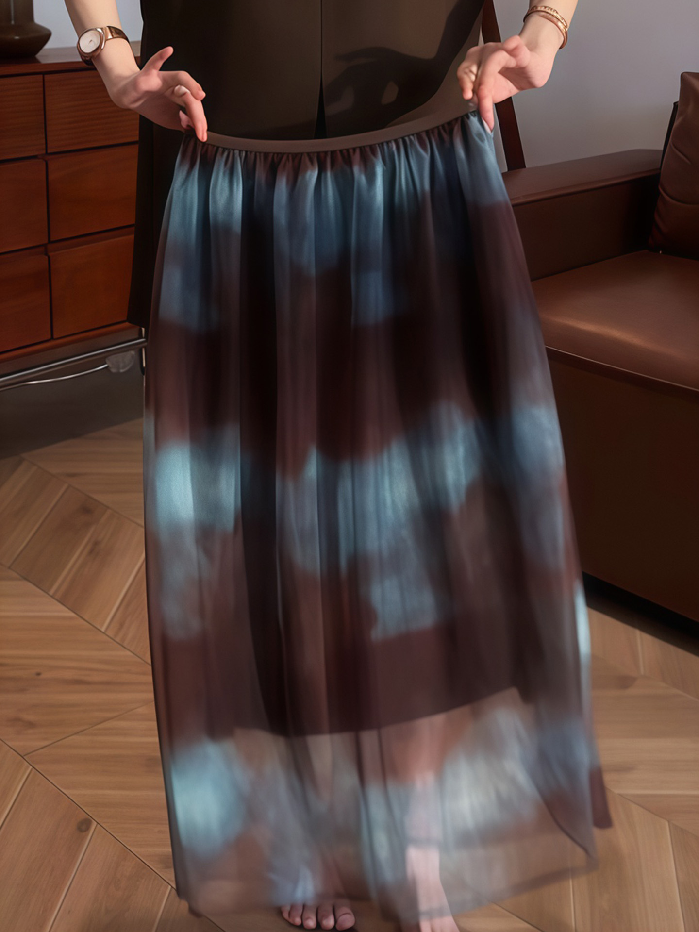 早秋姐系套裝｜西外馬甲扎染裙組