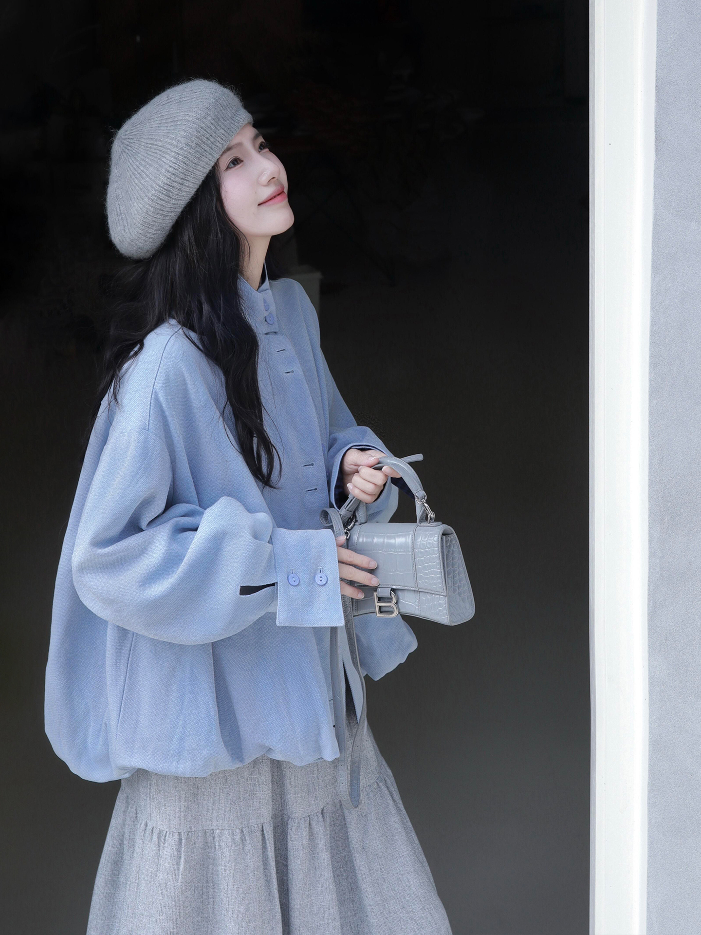 2025秋季韓系溫柔風「兩穿設計」外套套裝｜一件外套兩種穿搭 x 花苞下擺顯瘦半身裙｜