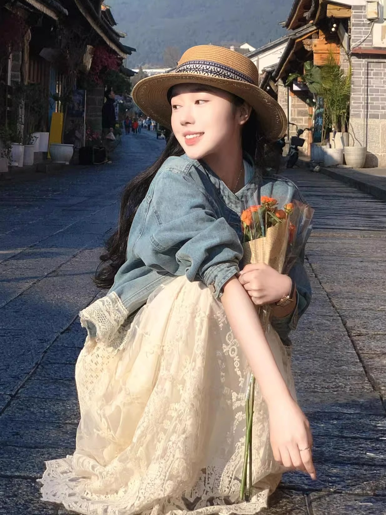 小香風蕾絲牛仔外套套裝組｜氣質藍白配色的夢幻逸品｜約會聚餐必備戰服