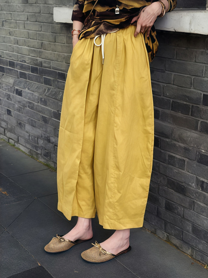 早秋虎紋套裝｜防曬罩紗薄款長袖+黃色高腰九分褲｜慵懶風兩件式｜鬆緊帶設計