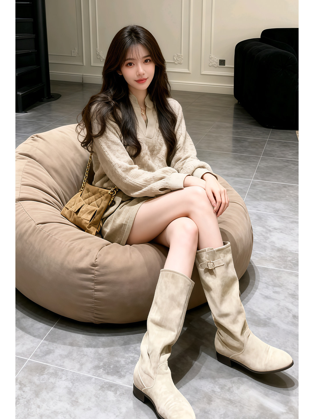 韓系慵懶穿搭組｜針織上衣+休閒短褲