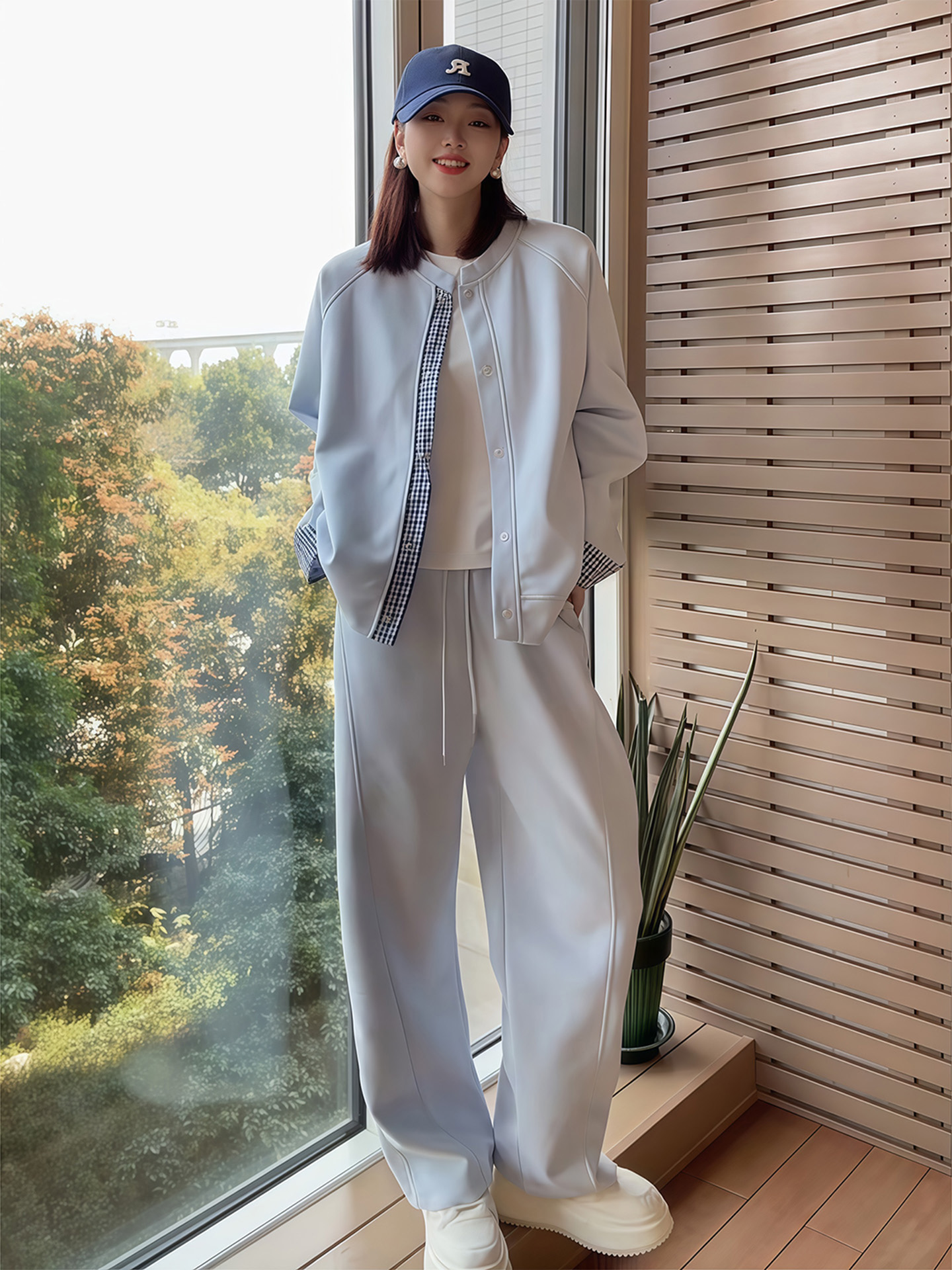 韓系休閒運動套裝｜寬鬆顯瘦衛衣 + 舒適長褲兩件組｜春秋冬日常減齡穿搭