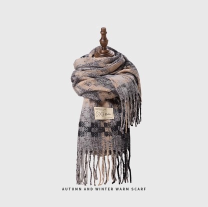 【現貨】爆款韓系仿羊絨格紋圍巾 秋冬新款