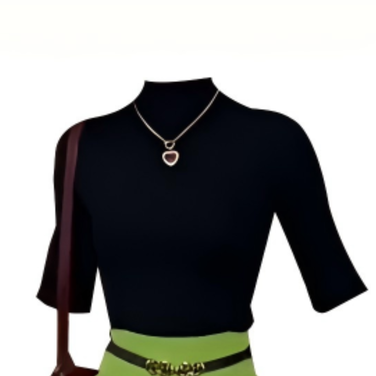 早秋法式優雅套裝｜黑色中高領半袖上衣｜高腰顯瘦青綠色傘裙｜氣質約會通勤兩件組