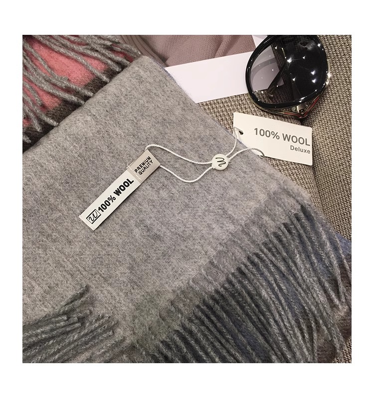 【現貨】秋冬季新款純色雙面拼色100%羊毛圍巾 羊絨披肩兩用圍脖