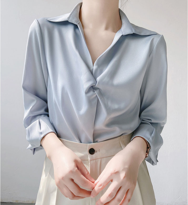 緞面襯衫 OL通勤襯衣 設計感上衣