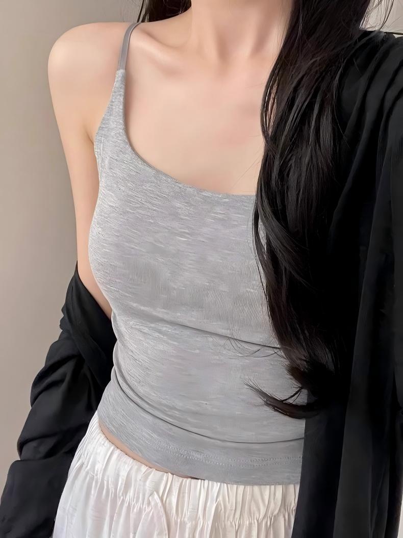 美式辣妹風丨可調節肩帶美背吊帶丨夏季顯瘦帶胸墊內搭外穿上衣