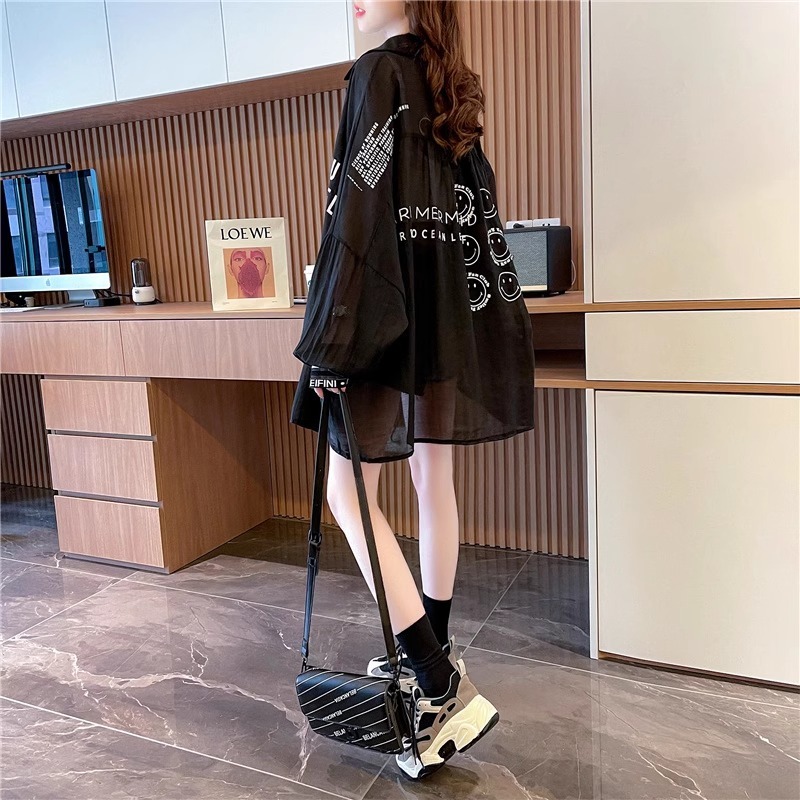 薄款透氣防曬衣 polo領開衫外套 小眾時尚網紗