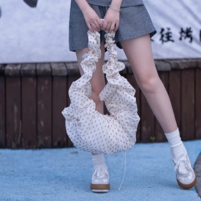 韓系復古褶皺波點包｜月彎馬鞍肩背包