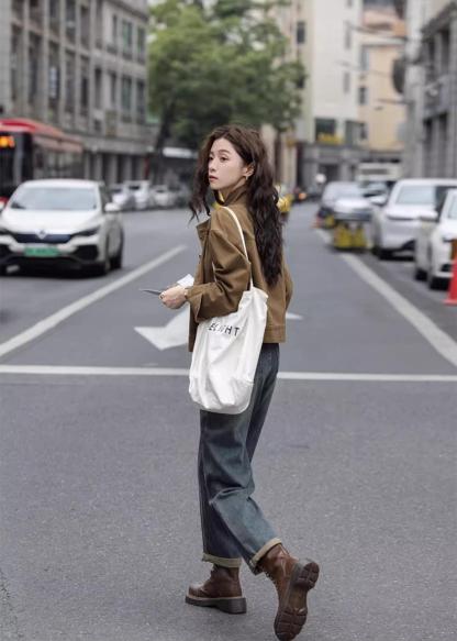 【現貨】復古茶咖色  巴恩風工裝夾克上衣 牛仔短外套 高品質