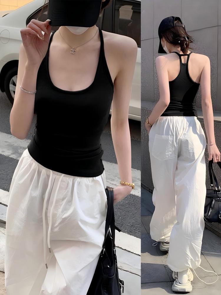 高級感辣妹風丨 U 領掛脖吊帶丨夏季內搭工字背心