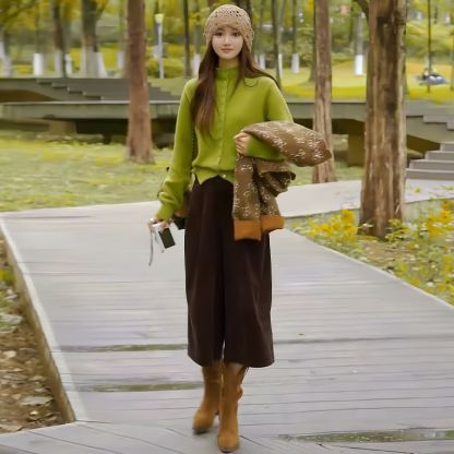 秋冬必收針織毛衣兩件套｜單排扣設計Ｘ高腰七分褲